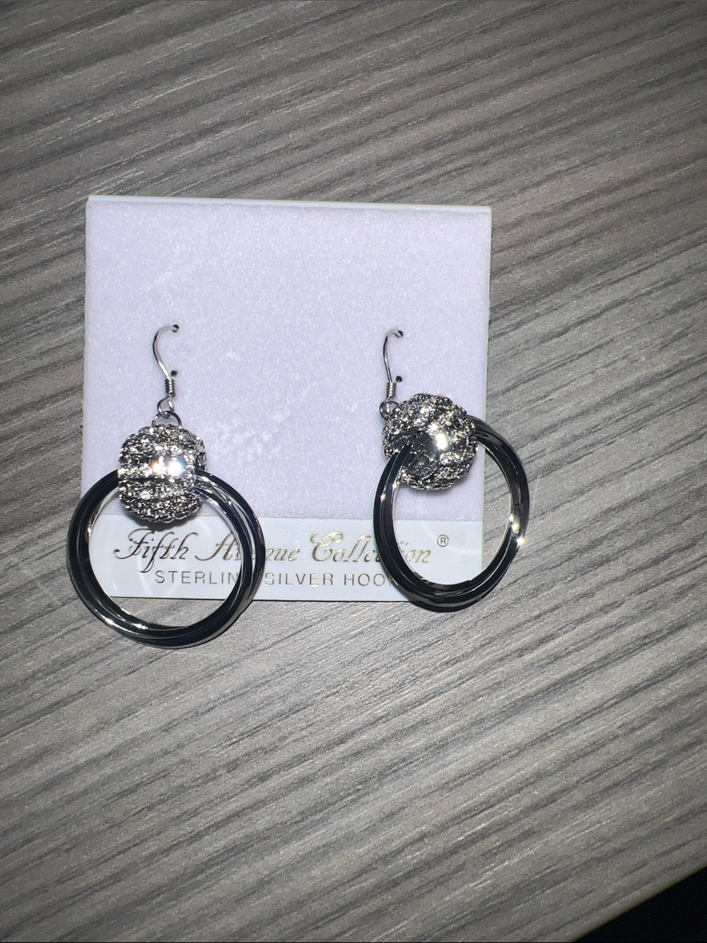 Crystal-Accented Silver Hoop Drop Earrings - Silver